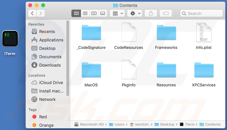 Folder instalacyjny malware iTerm2