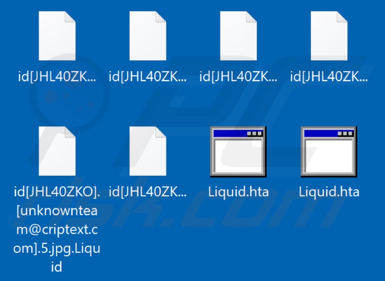 Pliki zaszyfrowane przez ransomware Liquid (rozszerzenie .Liquid)