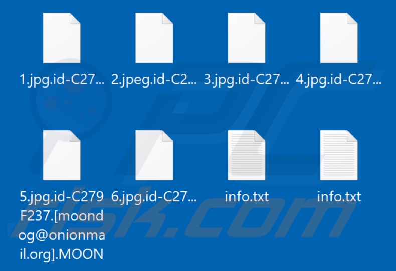 Pliki zaszyfrowane przez ransomware MOON (rozszerzenie .MOON)