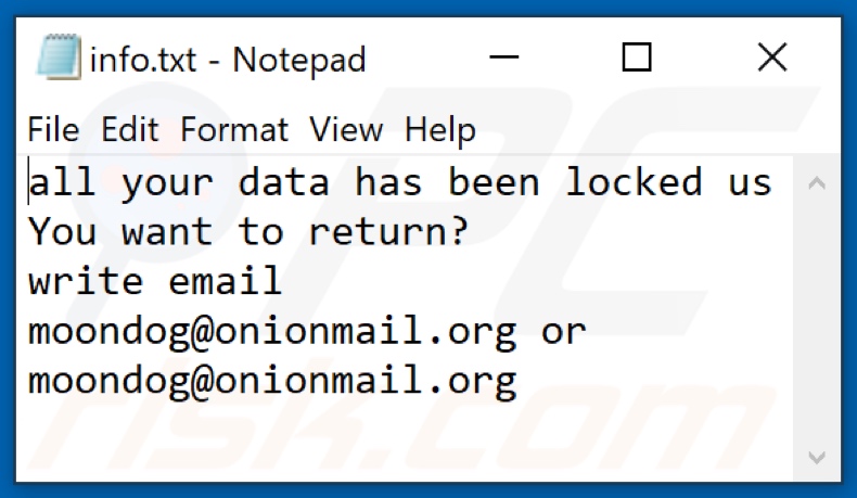 Plik tekstowy ransomware MOON (info.txt)