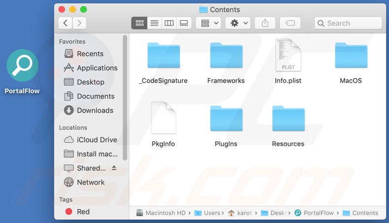 Folder instalacyjny adware PortalFlow
