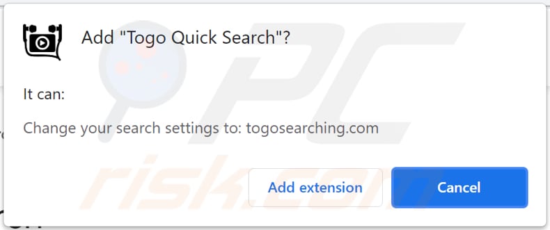 Powiadomienie porywacza przeglądarki togo quick search