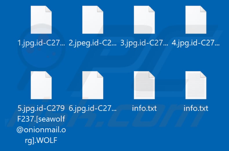 Pliki zaszyfrowane przez ransomware WOLF (rozszerzenie .WOLF)