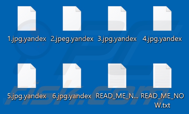 Pliki zaszyfrowane przez ransomware Yandex (rozszerzenie .yandex)