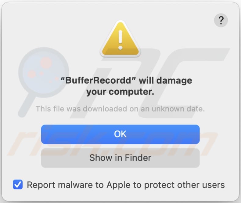 Pop-up adware bufferrecord, który pojawia się, gdy bufferrecord jest obecne