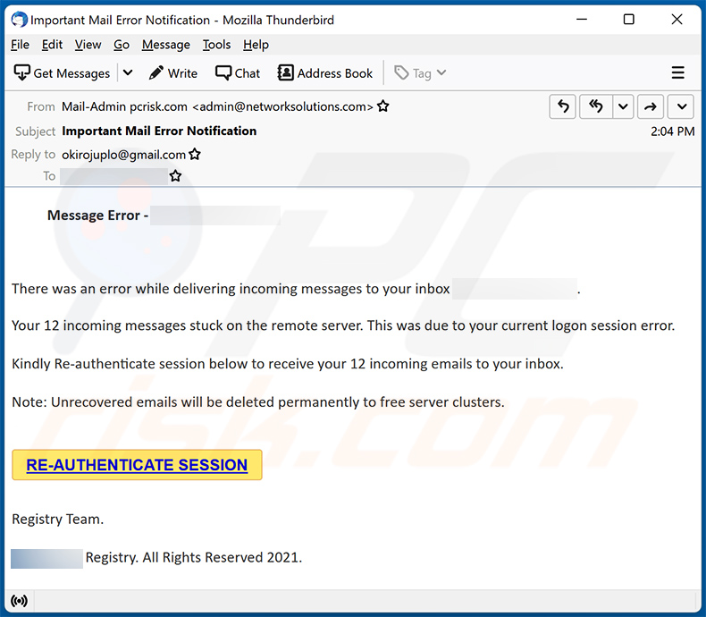 Spam Mail delivery failure (2021-10-15)