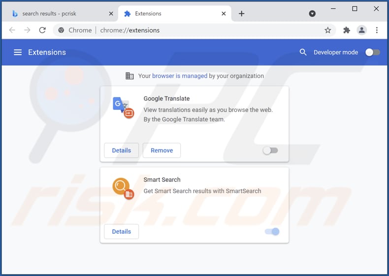 Usuwanie rozszerzeń powiązanych z searchsmarters.online z Google Chrome