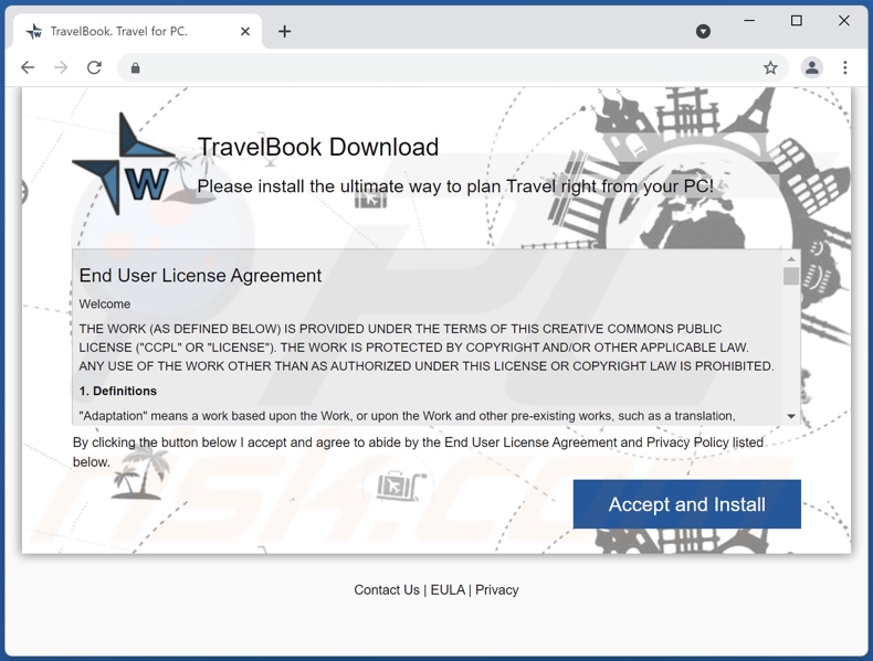 Strona promująca adaware TravelBook