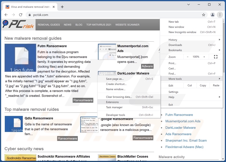 Usuwanie złośliwych rozszerzeń z Google Chrome krok 1