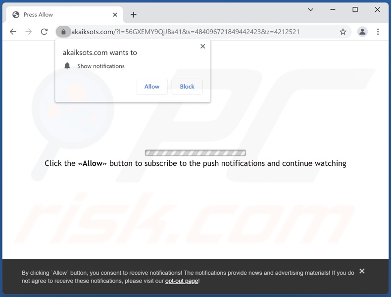 Przekierowania pop-up akaiksots[.]com