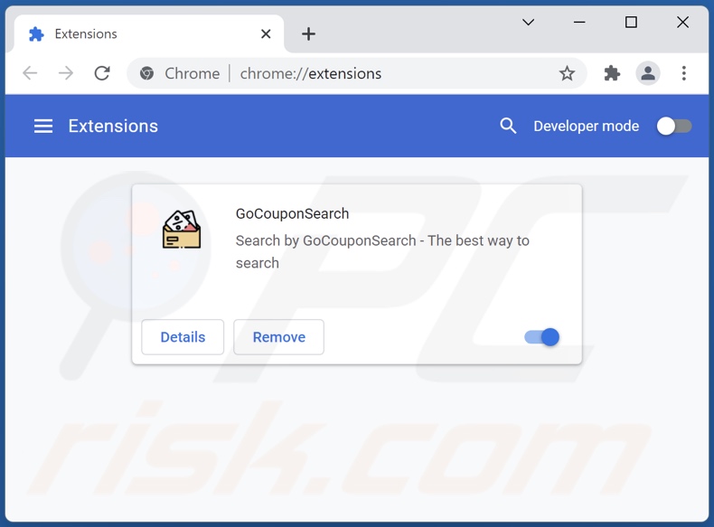 Usuwanie rozszerzeń powiązanych z gocouponsearch.com z Google Chrome