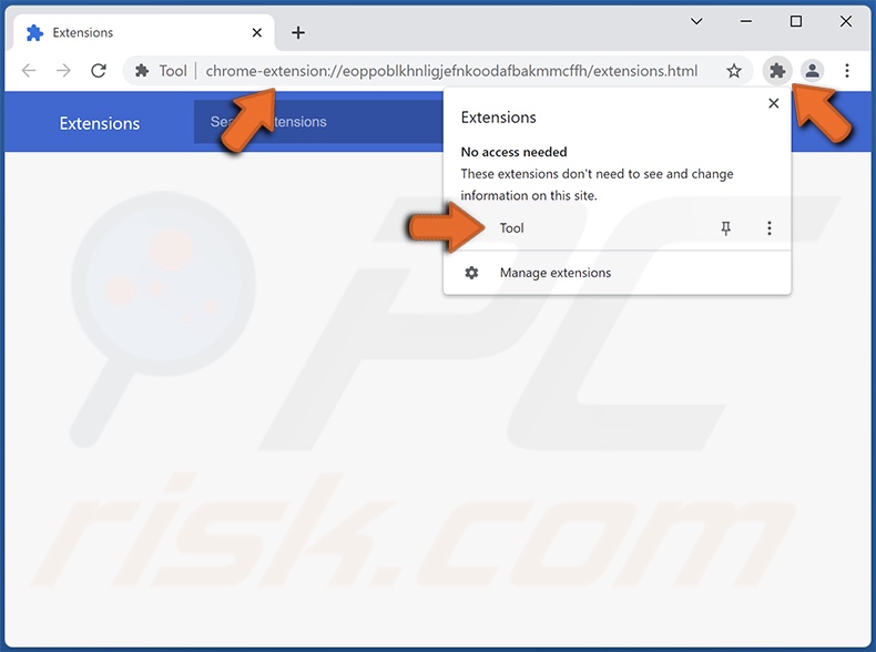 Porywacz przeglądarki Tool, który promuje happyquokka.xyz wyświetla fałszywą listę rozszerzeń Chrome