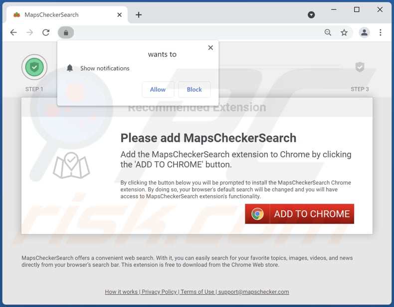 Witryna używana do promowania porywacza przeglądarki MapsCheckerSearch