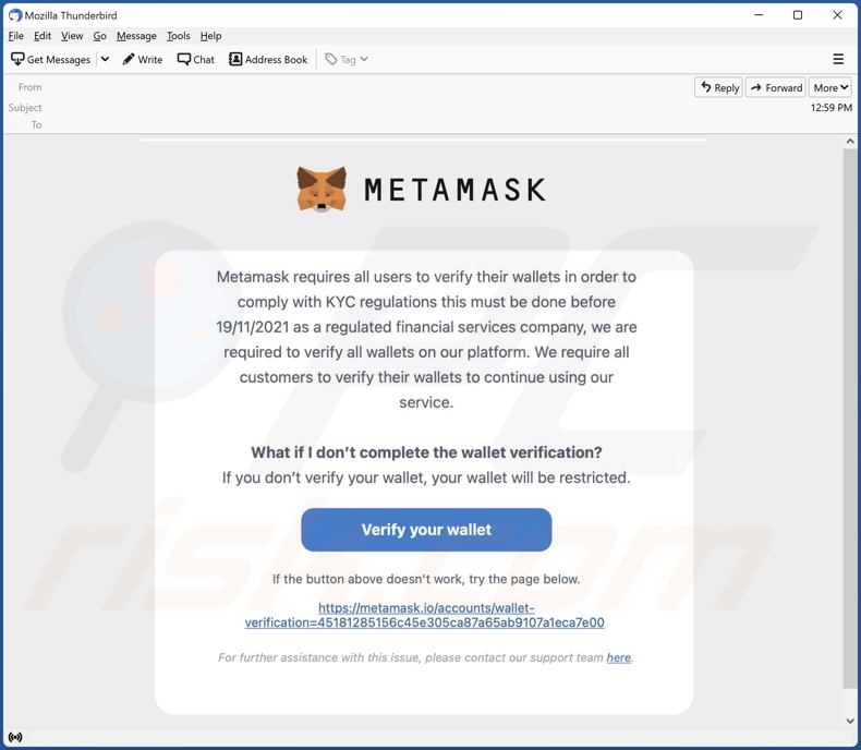 E-mailowa kampania spamowa MetaMask