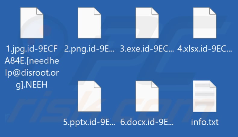 Pliki zaszyfrowane przez ransomware NEEH (rozszerzenie .NEEH)