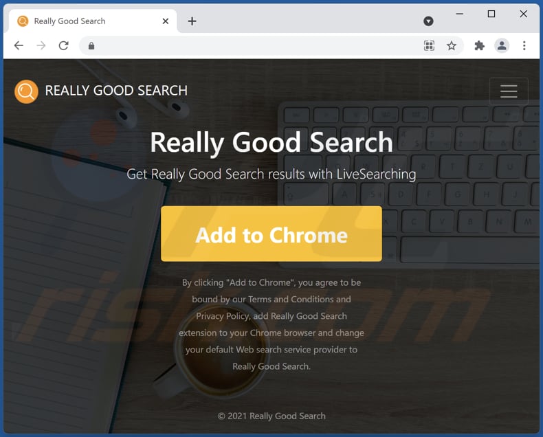 Witryna używana do promowania porywacza przeglądarki Really Good Search
