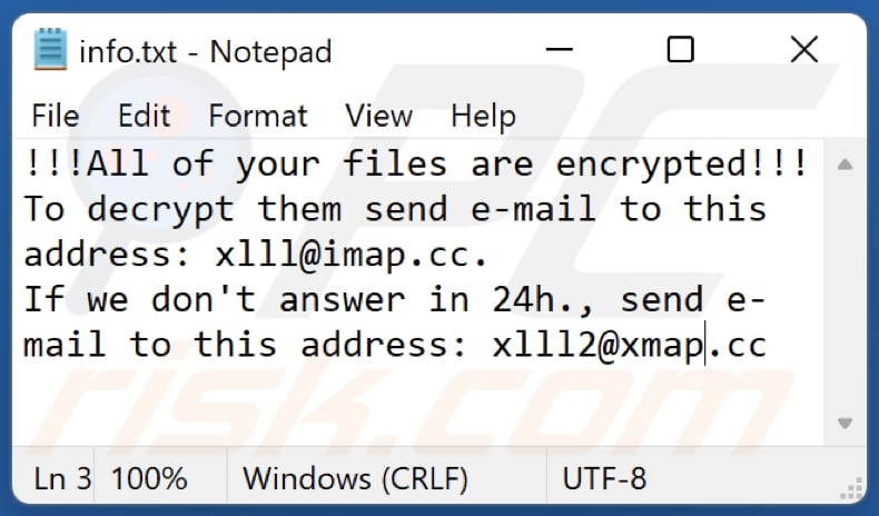Tekst notatki ransomware xiii (info.txt)