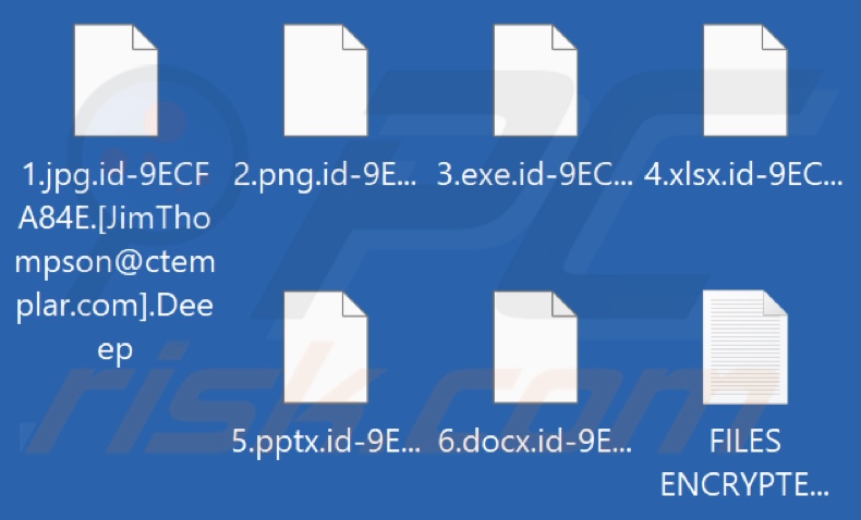 Pliki zaszyfrowane przez ransomware Deeep (rozszerzenie .Deeep)