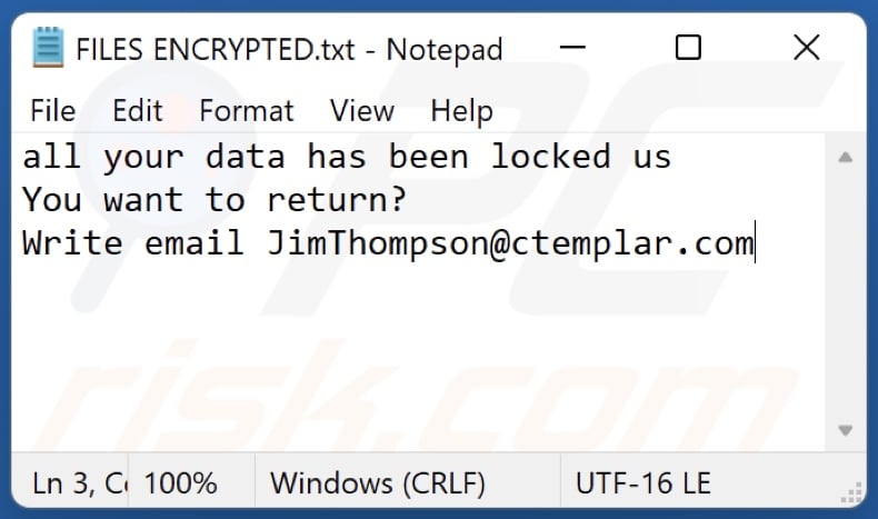 Plik tekstowy ransomware Deeep (FILES ENCRYPTED.txt)