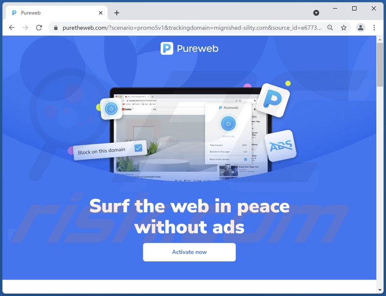 Strona promująca adware Pureweb