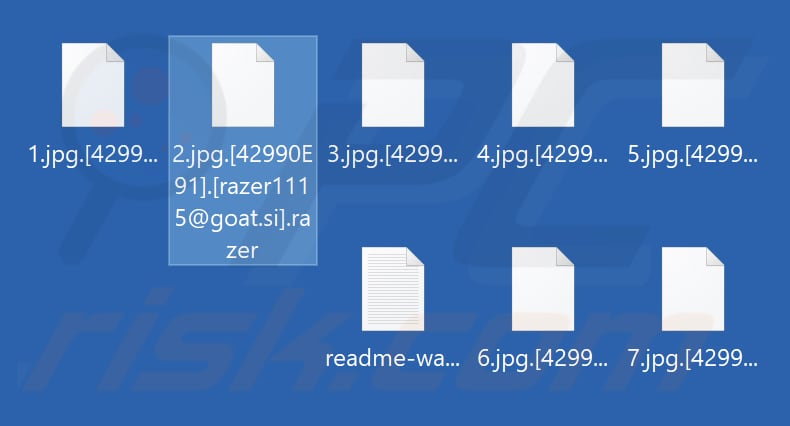 Pliki zaszyfrowane przez ransomware Razer (rozszerzenie .razer)