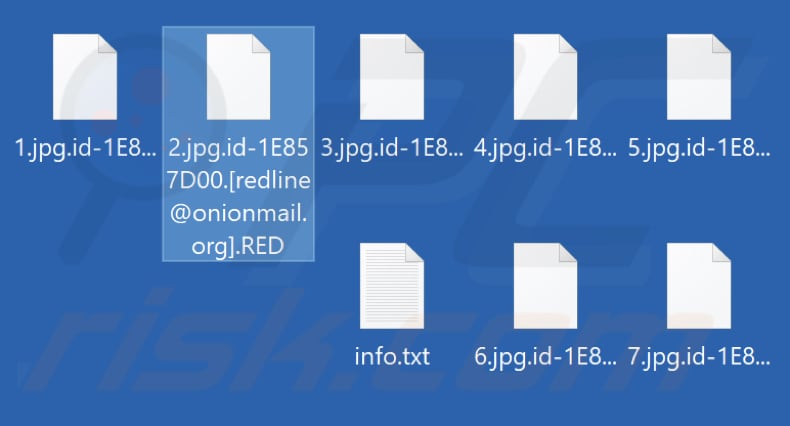 Pliki zaszyfrowane przez ransomware RED (rozszerzenie .RED)