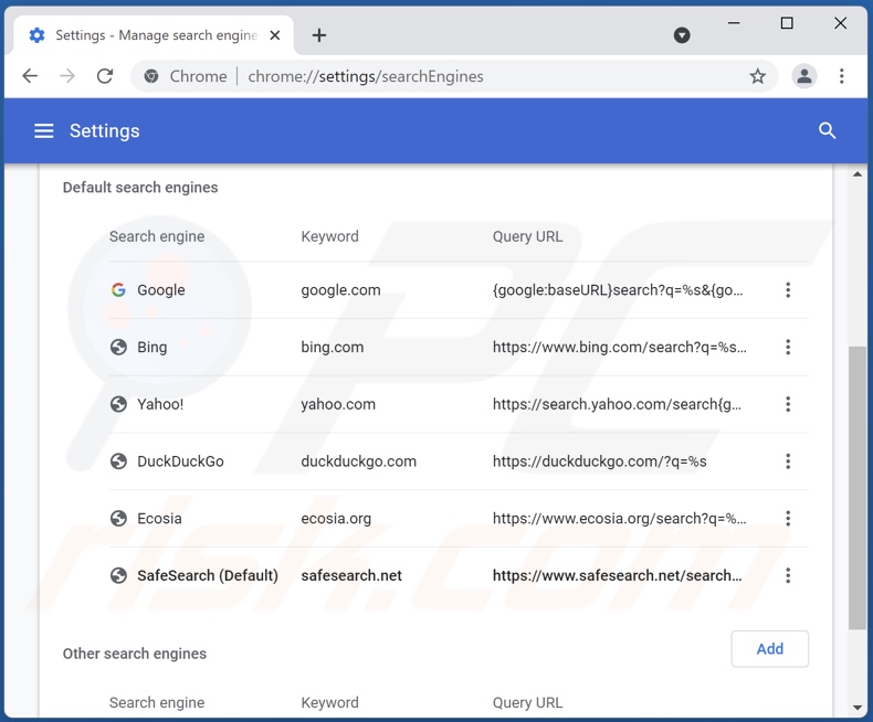 Usuwanie safesearch.net z domyślnej wyszukiwarki Google Chrome