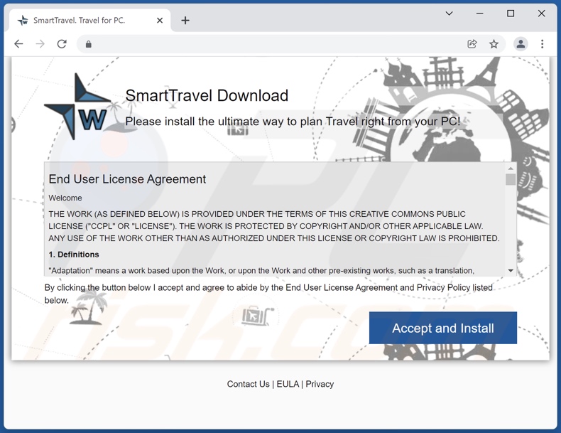 Witryna promująca adware SmartTravel