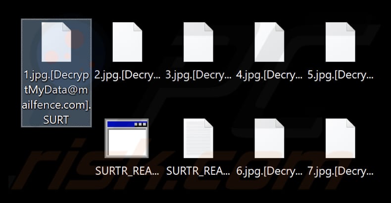 Pliki zaszyfrowane przez ransomware Surtr (rozszerzenie .SURT)