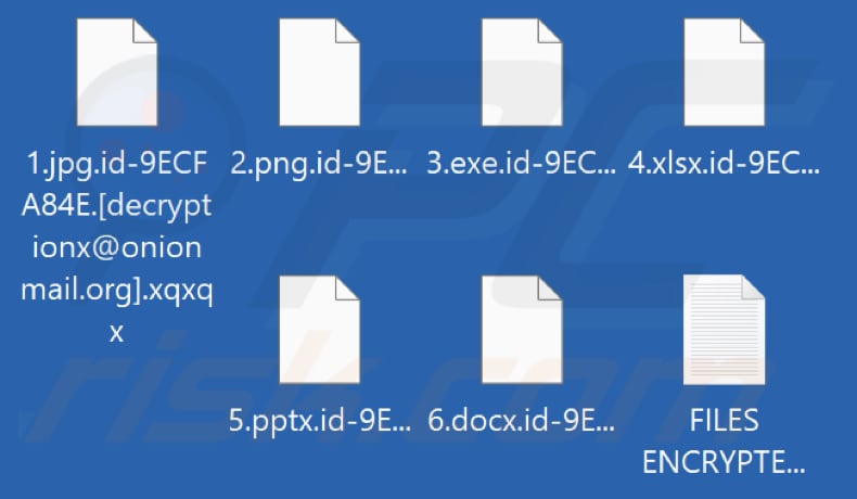 Pliki zaszyfrowane przez ransomware Xqxqx (rozszerzenie .xqxqx)