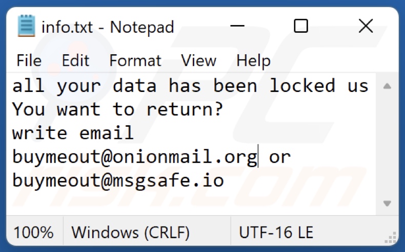 Plik tekstowy ransomware Bmo (info.txt)