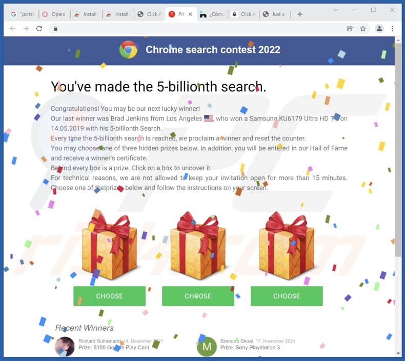 Oszustwo Chrome Search Contest 2022