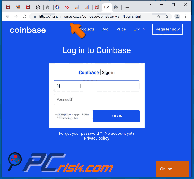 Wygląd oszustwa Coinbase (GIF)
