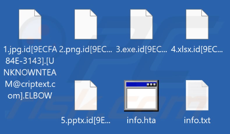 Pliki zaszyfrowane przez ransomware ELBOW (rozszerzenie .ELBOW)