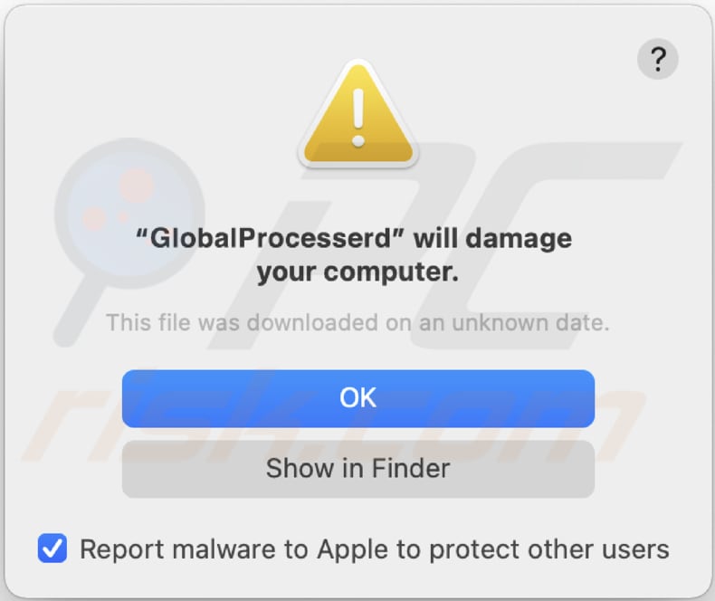 Pop-up adware globalprocesser wyświetlany, gdy obecne jest adware