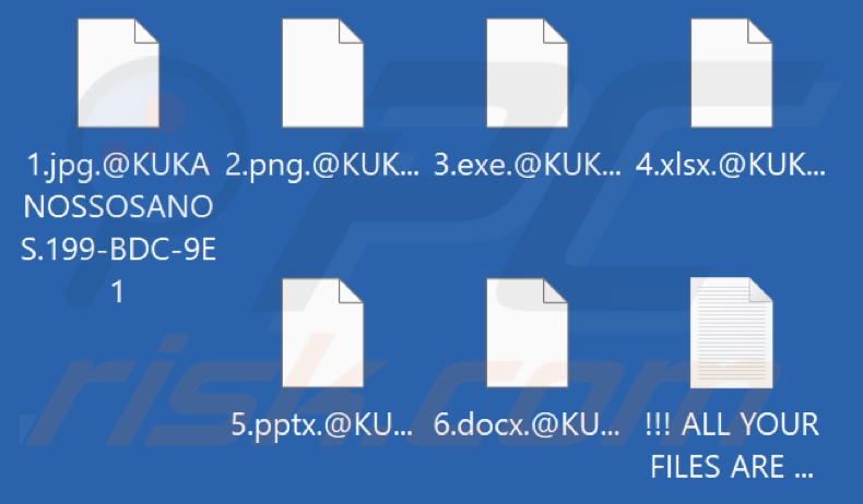 Pliki zaszyfrowane przez ransomware KUKANOS (rozszerzenie .@KUKANOSSOSANOS.[ID_ofiary])