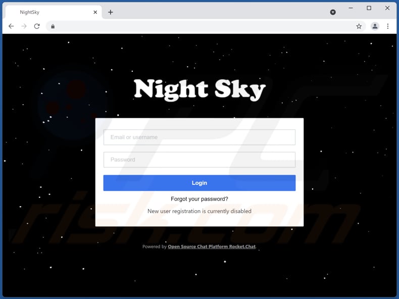 Witryna kontaktowa ransomware night sky