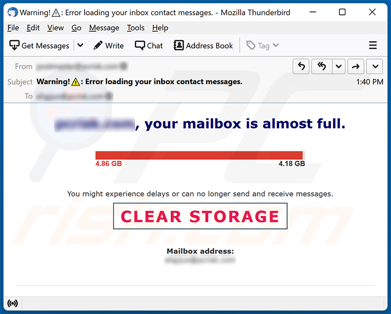 E-mail spamowy your mailbox is almost full (2022-01-27)