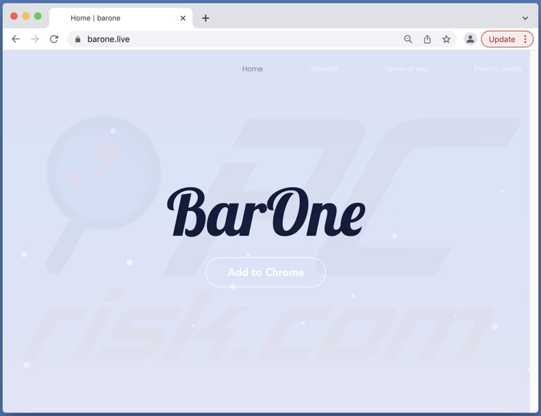 Strona używana do promowania porywacza przeglądarki Bar1 New Tab 