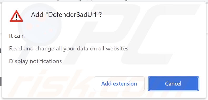 Adware DefenderBadUrl proszące o pozwolenia związane z danymi