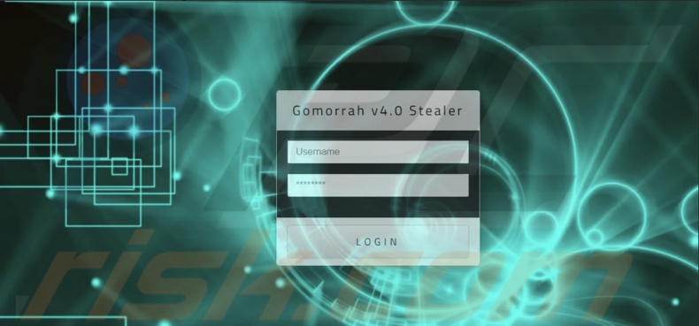 Strona logowania złodzieja malware Gomorrah