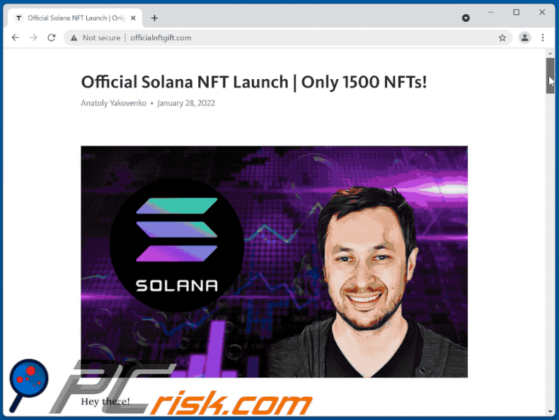Wygląd oszustwa Official Solana NFT Launch (GIF)