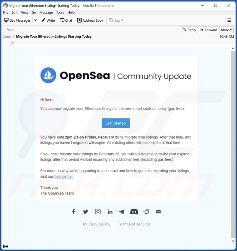 E-mailowa kampania spamowa OpenSea
