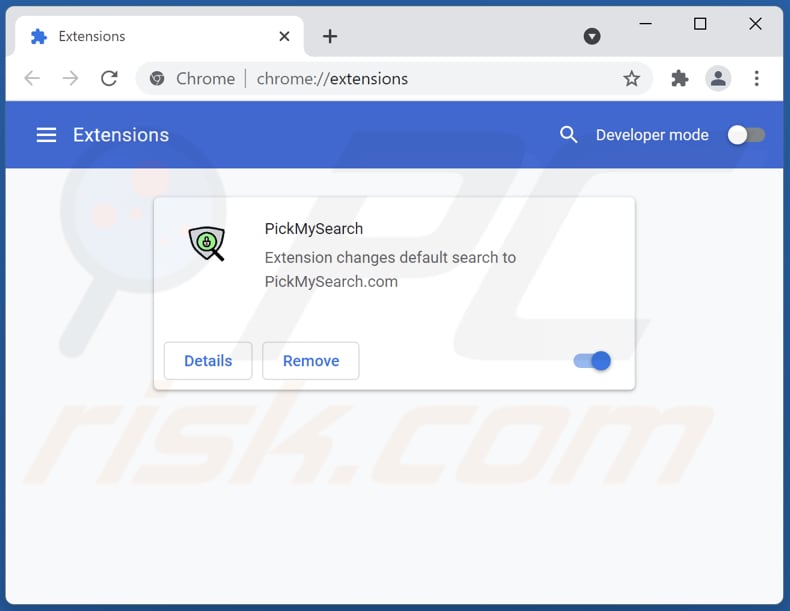 Usuwanie rozszerzeń powiązanych z pickmysearch.com z Google Chrome