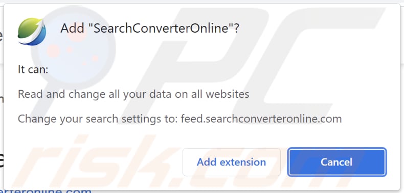 Powiadomienie przeglądarki porywacza przeglądarki searchconverteronline
