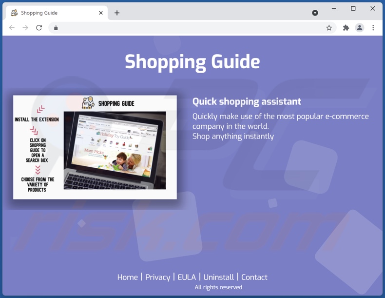 Witryna promująca adware Shopping Guide