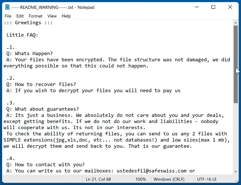 notatka z żądaniem okupu ransomware sojusz -----README_WARNING-----.txt gif