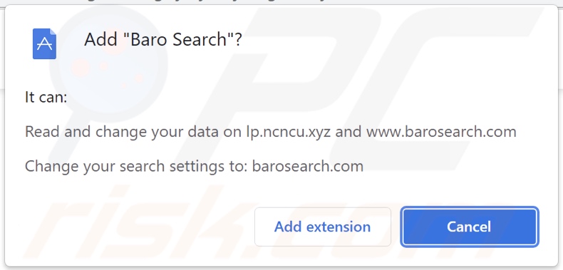 Porywacz przeglądarki Baro Search proszący o pozwolenia