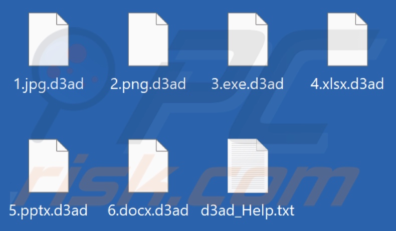Pliki zaszyfrowane przez ransomware D3adCrypt (rozszerzenie .d3ad)