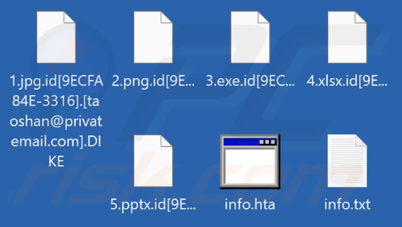 Pliki zaszyfrowane przez ransomware DIKE (rozszerzenie .DIKE)
